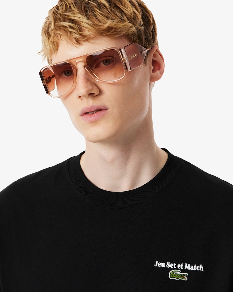 Camisa Estampada Lacoste Peito e Costas em Malha de Algodão