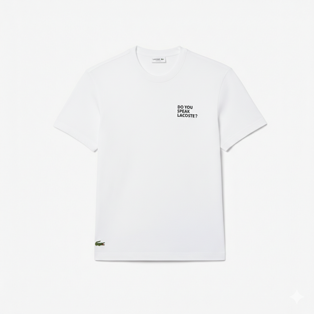 Camiseta de algodão com efeito piqué com slogan nas costas