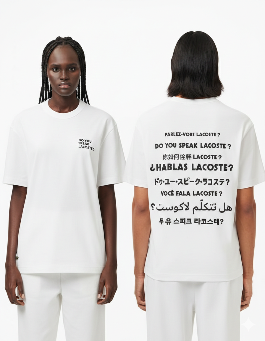 Camiseta de algodão com efeito piqué com slogan nas costas