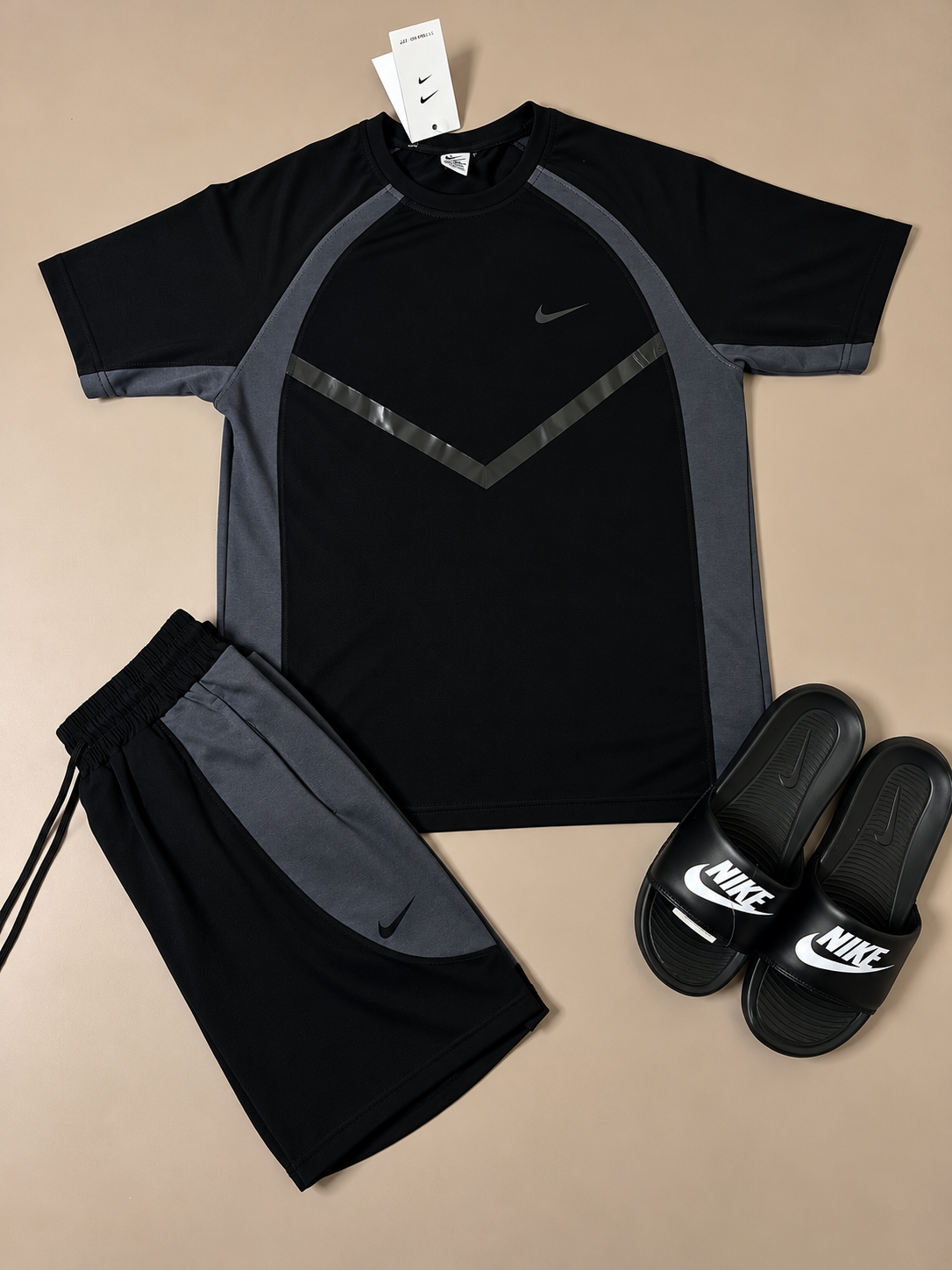 CONJUNTO NIKE TECH PRETO + SLIDE NIKE